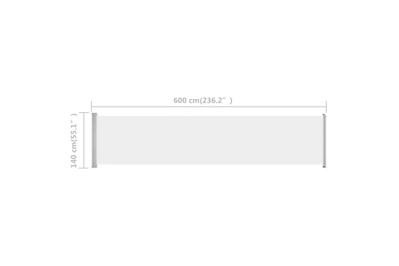 Uttrekkbar sidemarkise 140x600 cm kremhvit - Krem - Hagemøbler - Solbeskyttelse - Markiser - Balkongmarkise