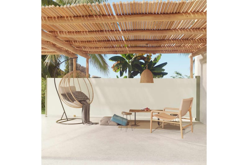 Uttrekkbar sidemarkise 140x600 cm kremhvit - Krem - Hagemøbler - Solbeskyttelse - Markiser - Balkongmarkise