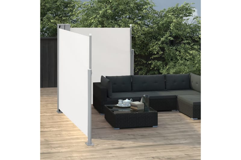 Uttrekkbar sidemarkise 140x600 cm kremhvit - Hagemøbler - Solbeskyttelse - Markiser - Balkongmarkise