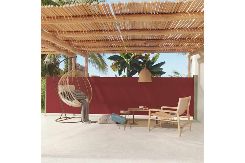 Uttrekkbar sidemarkise 140x600 cm rød - Rød - Hagemøbler - Solbeskyttelse - Markiser - Balkongmarkise