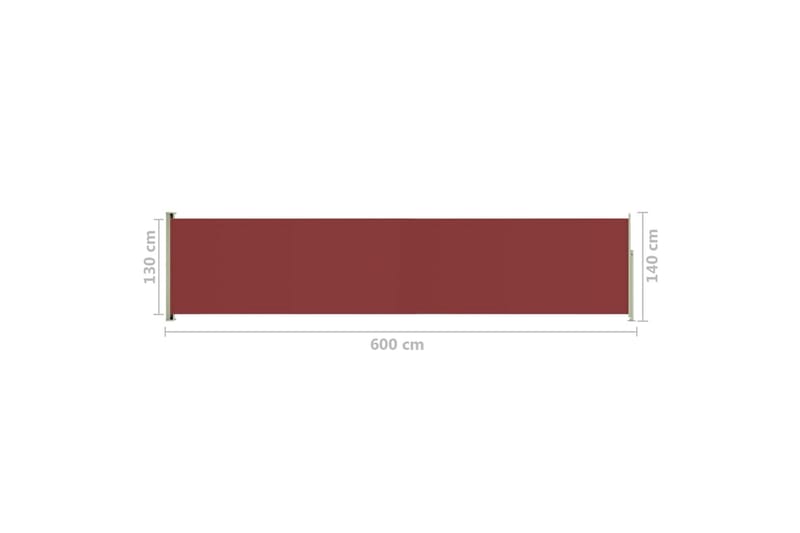 Uttrekkbar sidemarkise 140x600 cm rød - Rød - Balkongmarkise - Markiser - Sidemarkise - Balkongbeskyttelse
