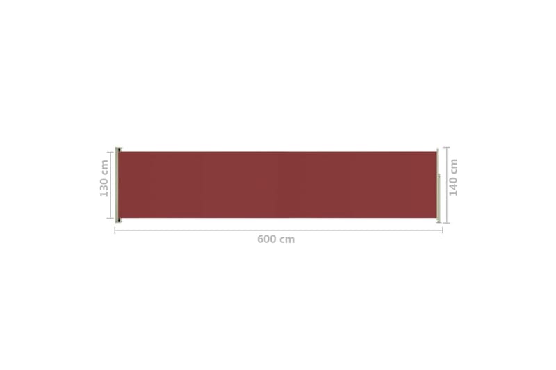 Uttrekkbar sidemarkise 140x600 cm rød - Rød - Hagemøbler - Solbeskyttelse - Markiser - Balkongmarkise