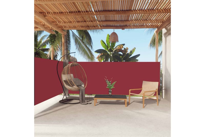 Uttrekkbar sidemarkise 140x600 cm rød - Rød - Hagemøbler - Solbeskyttelse - Markiser - Balkongmarkise
