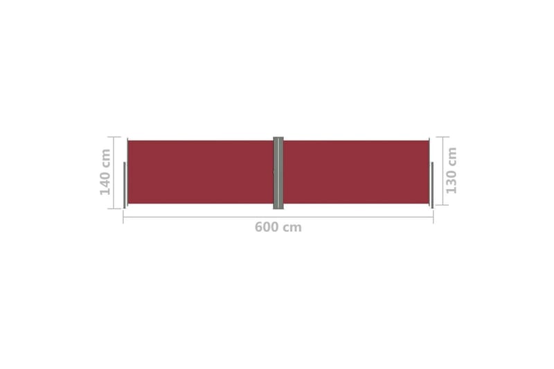 Uttrekkbar sidemarkise 140x600 cm rød - Rød - Hagemøbler - Solbeskyttelse - Markiser - Balkongmarkise