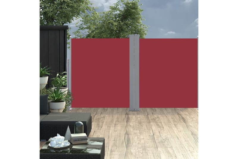 Uttrekkbar sidemarkise 140x600 cm rød - Balkongmarkise - Markiser - Sidemarkise - Balkongbeskyttelse