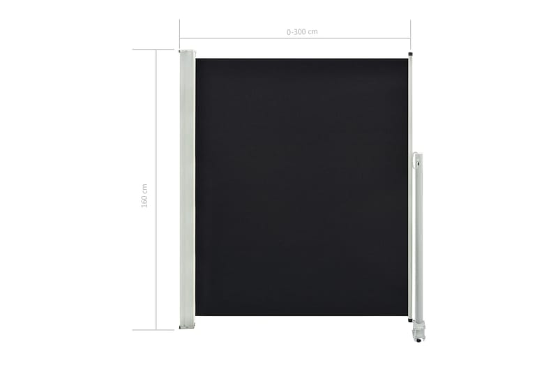 Uttrekkbar sidemarkise 160 x 300 cm svart - Hagemøbler - Solbeskyttelse - Markiser - Balkongmarkise