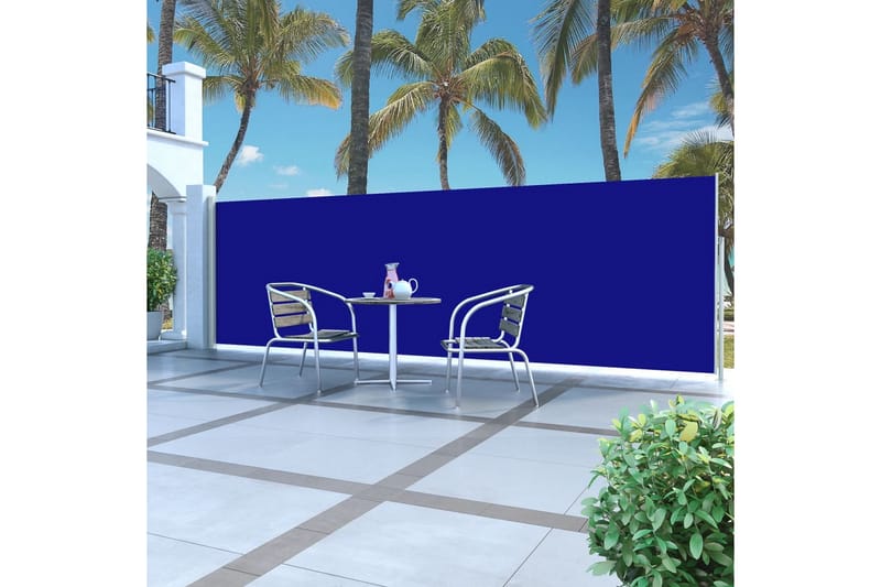Uttrekkbar sidemarkise 160 x 500 cm blå - Hagemøbler - Solbeskyttelse - Markiser - Balkongmarkise