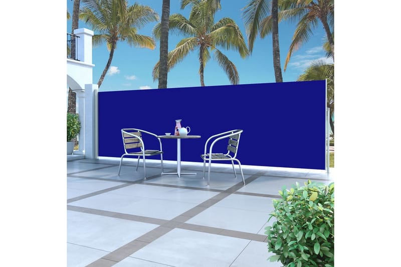 Uttrekkbar sidemarkise 160 x 500 cm blå - Balkongmarkise - Markiser - Sidemarkise - Balkongbeskyttelse