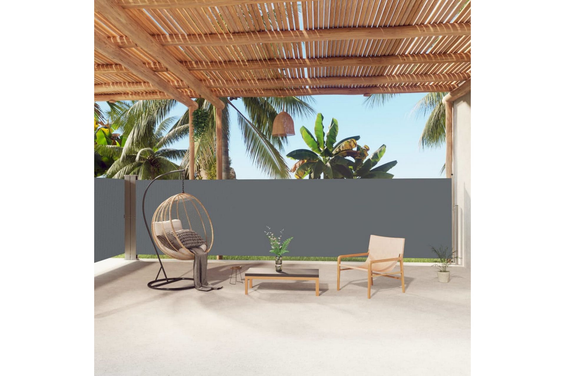 Uttrekkbar sidemarkise 160x1000 cm antrasitt - Antrasittgrå - Hagemøbler - Solbeskyttelse - Markiser - Balkongmarkise