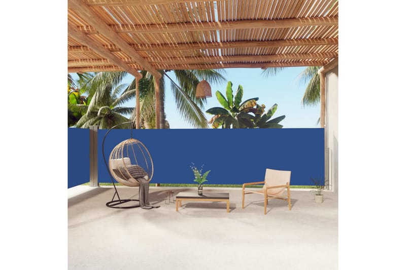 Uttrekkbar sidemarkise 160x1000 cm blå - Hagemøbler - Solbeskyttelse - Markiser - Balkongmarkise