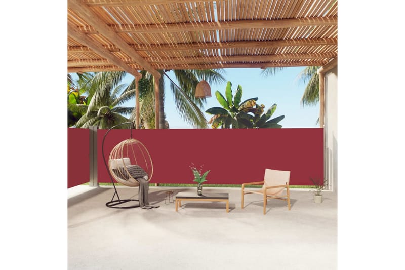 Uttrekkbar sidemarkise 160x1000 cm rød - Rød - Hagemøbler - Solbeskyttelse - Markiser - Balkongmarkise