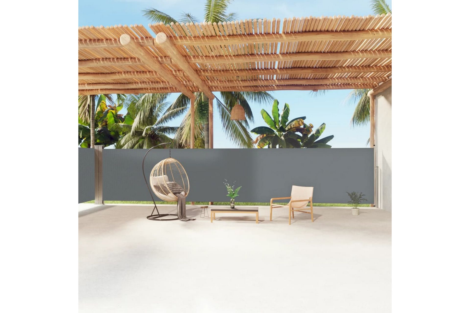 Uttrekkbar sidemarkise 160x1200 cm antrasitt - Antrasittgrå - Hagemøbler - Solbeskyttelse - Markiser - Balkongmarkise