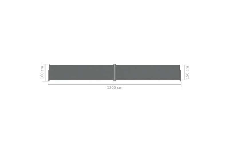Uttrekkbar sidemarkise 160x1200 cm antrasitt - Antrasittgrå - Hagemøbler - Solbeskyttelse - Markiser - Balkongmarkise