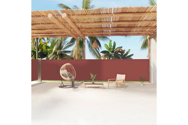 Uttrekkbar sidemarkise 160x1200 cm brun - Brun - Hagemøbler - Solbeskyttelse - Markiser - Balkongmarkise