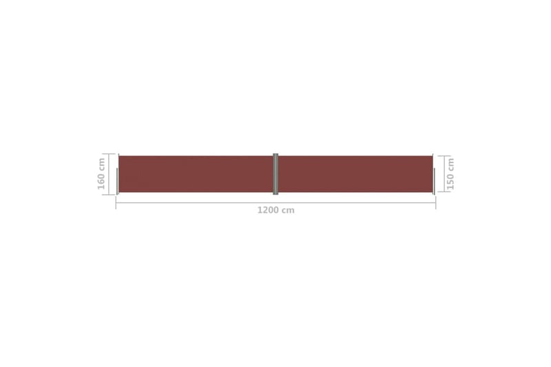 Uttrekkbar sidemarkise 160x1200 cm brun - Brun - Hagemøbler - Solbeskyttelse - Markiser - Balkongmarkise