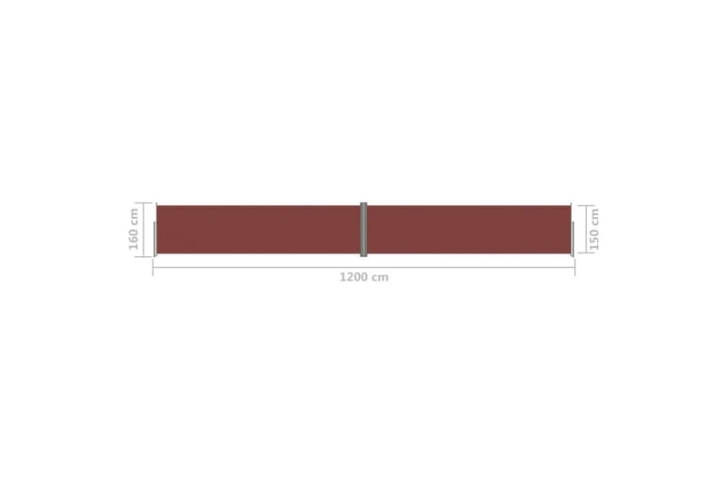 Uttrekkbar sidemarkise 160x1200 cm brun - Brun - Balkongmarkise - Markiser - Sidemarkise - Balkongbeskyttelse