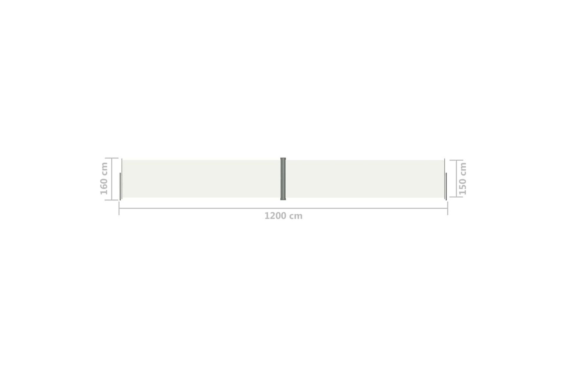 Uttrekkbar sidemarkise 160x1200 cm kremhvit - Krem - Hagemøbler - Solbeskyttelse - Markiser - Balkongmarkise