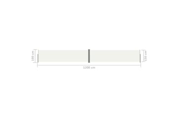 Uttrekkbar sidemarkise 160x1200 cm kremhvit - Krem - Hagemøbler - Solbeskyttelse - Markiser - Balkongmarkise