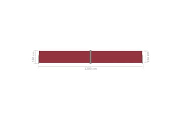 Uttrekkbar sidemarkise 160x1200 cm rød - Rød - Hagemøbler - Solbeskyttelse - Markiser - Balkongmarkise