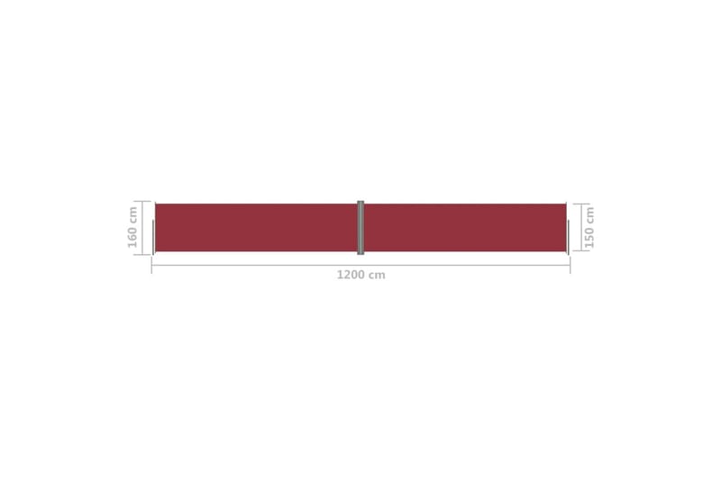 Uttrekkbar sidemarkise 160x1200 cm rød - Rød - Hagemøbler - Solbeskyttelse - Markiser - Balkongmarkise