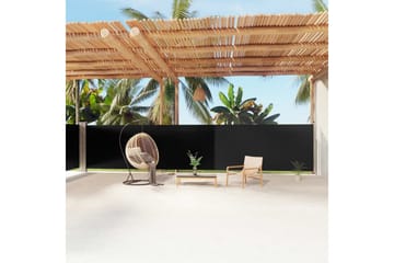 Uttrekkbar sidemarkise 160x1200 cm svart - Svart - Hagemøbler - Solbeskyttelse - Markiser - Balkongmarkise