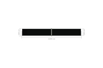 Uttrekkbar sidemarkise 160x1200 cm svart - Svart - Hagemøbler - Solbeskyttelse - Markiser - Balkongmarkise