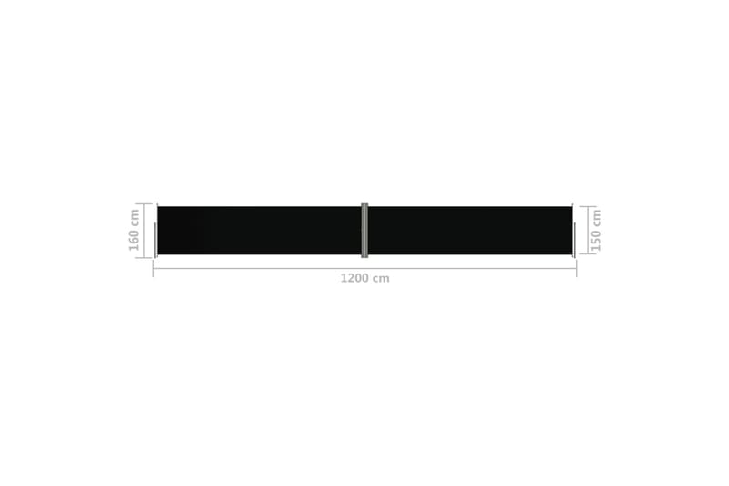Uttrekkbar sidemarkise 160x1200 cm svart - Svart - Hagemøbler - Solbeskyttelse - Markiser - Balkongmarkise