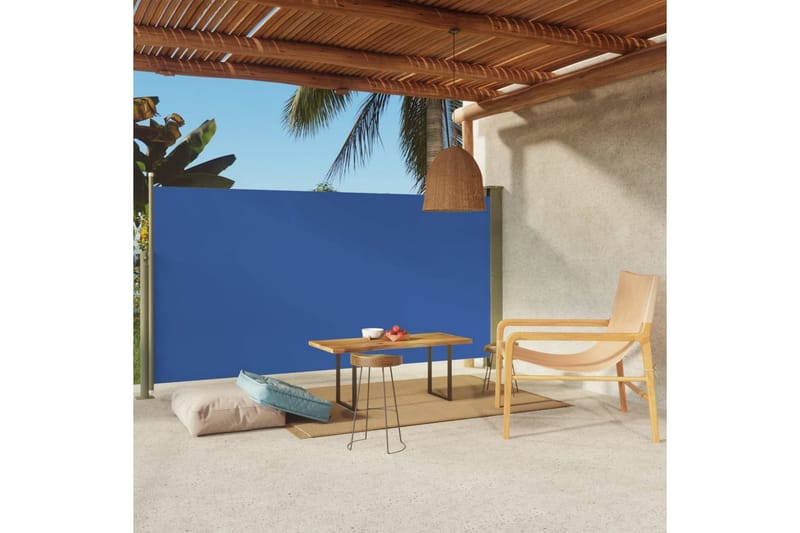 Uttrekkbar sidemarkise 160x300 cm blå - Blå - Hagemøbler - Solbeskyttelse - Markiser - Balkongmarkise