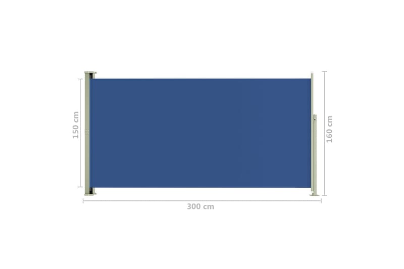 Uttrekkbar sidemarkise 160x300 cm blå - Blå - Balkongmarkise - Markiser - Sidemarkise - Balkongbeskyttelse