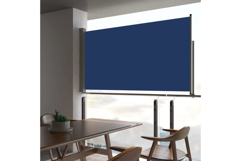Uttrekkbar sidemarkise 160x300 cm blå - Hagemøbler - Solbeskyttelse - Markiser - Balkongmarkise
