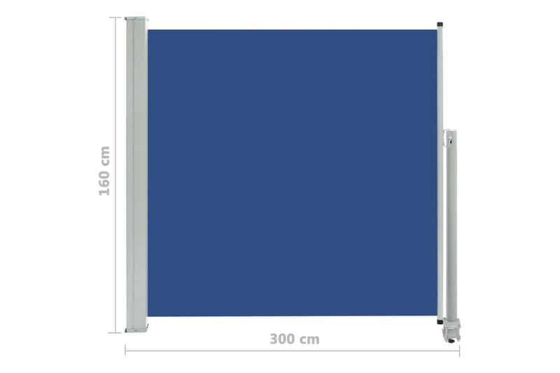 Uttrekkbar sidemarkise 160x300 cm blå - Markiser - Balkongmarkise - Balkongbeskyttelse - Sidemarkise