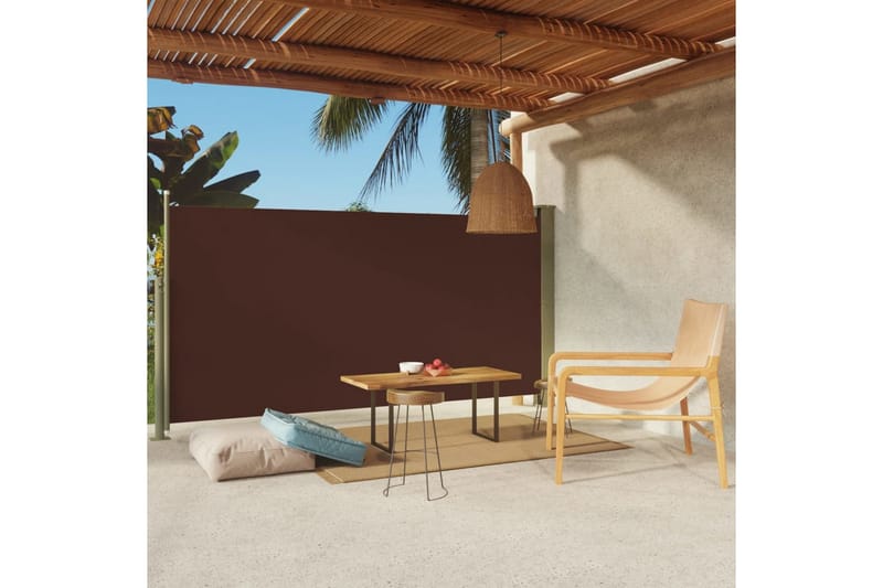 Uttrekkbar sidemarkise 160x300 cm brun - Brun - Hagemøbler - Solbeskyttelse - Markiser - Balkongmarkise