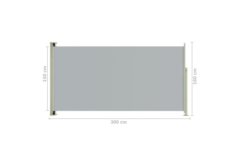 Uttrekkbar sidemarkise 160x300 cm grå - Grå - Hagemøbler - Solbeskyttelse - Markiser - Balkongmarkise