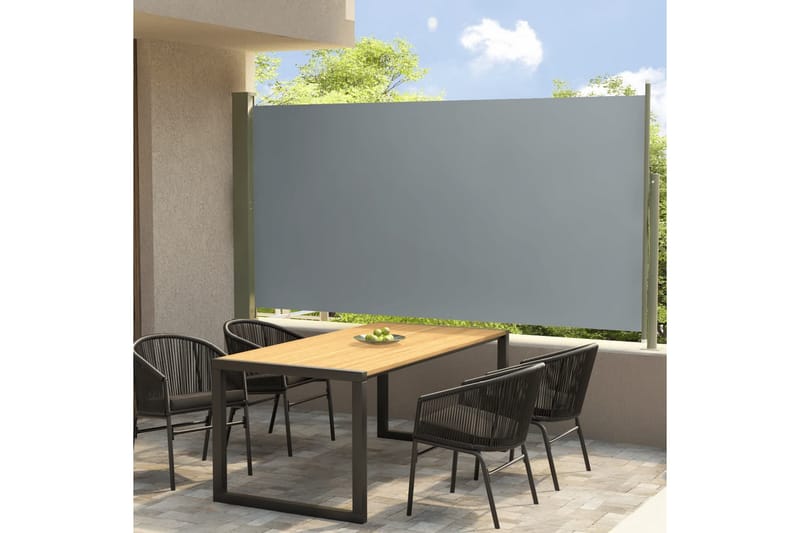 Uttrekkbar sidemarkise 160x300 cm grå - Grå - Hagemøbler - Solbeskyttelse - Markiser - Balkongmarkise