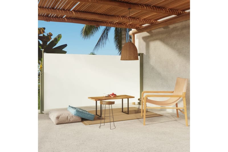 Uttrekkbar sidemarkise 160x300 cm kremhvit - Krem - Hagemøbler - Solbeskyttelse - Markiser - Balkongmarkise