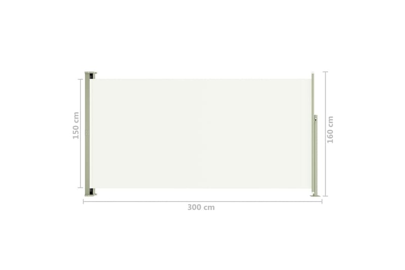 Uttrekkbar sidemarkise 160x300 cm kremhvit - Krem - Balkongmarkise - Markiser - Sidemarkise - Balkongbeskyttelse