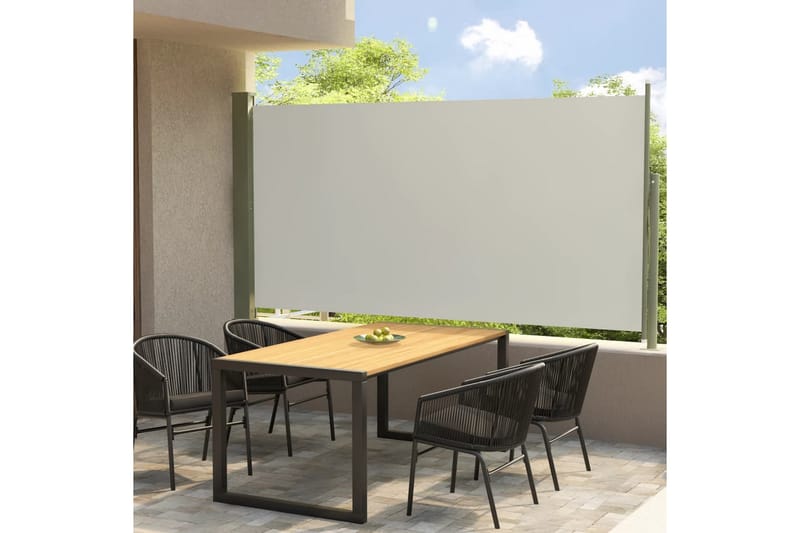 Uttrekkbar sidemarkise 160x300 cm kremhvit - Krem - Hagemøbler - Solbeskyttelse - Markiser - Balkongmarkise