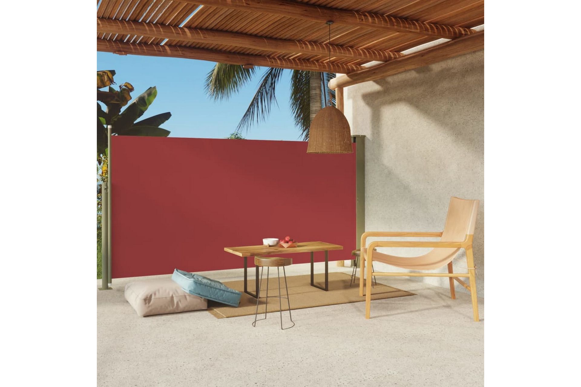 Uttrekkbar sidemarkise 160x300 cm rød - Rød - Hagemøbler - Solbeskyttelse - Markiser - Balkongmarkise
