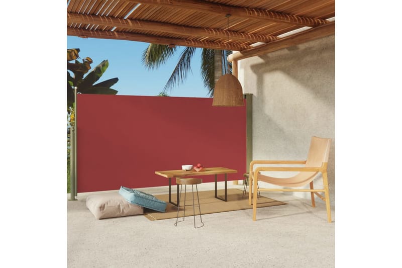 Uttrekkbar sidemarkise 160x300 cm rød - Rød - Hagemøbler - Solbeskyttelse - Markiser - Balkongmarkise
