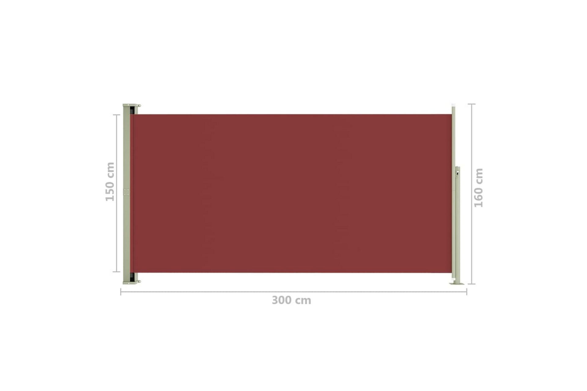 Uttrekkbar sidemarkise 160x300 cm rød - Rød - Hagemøbler - Solbeskyttelse - Markiser - Balkongmarkise