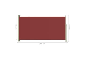 Uttrekkbar sidemarkise 160x300 cm rød - Rød - Hagemøbler - Solbeskyttelse - Markiser - Balkongmarkise