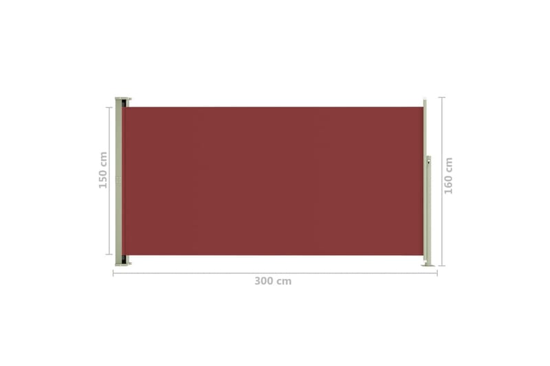 Uttrekkbar sidemarkise 160x300 cm rød - Rød - Balkongmarkise - Markiser - Sidemarkise - Balkongbeskyttelse