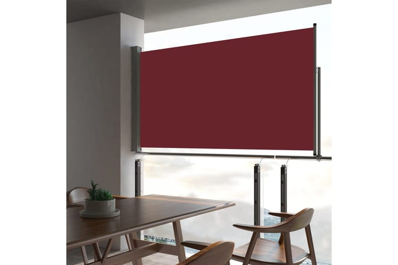 Uttrekkbar sidemarkise 160x300 cm rød - Hagemøbler - Solbeskyttelse - Markiser - Balkongmarkise