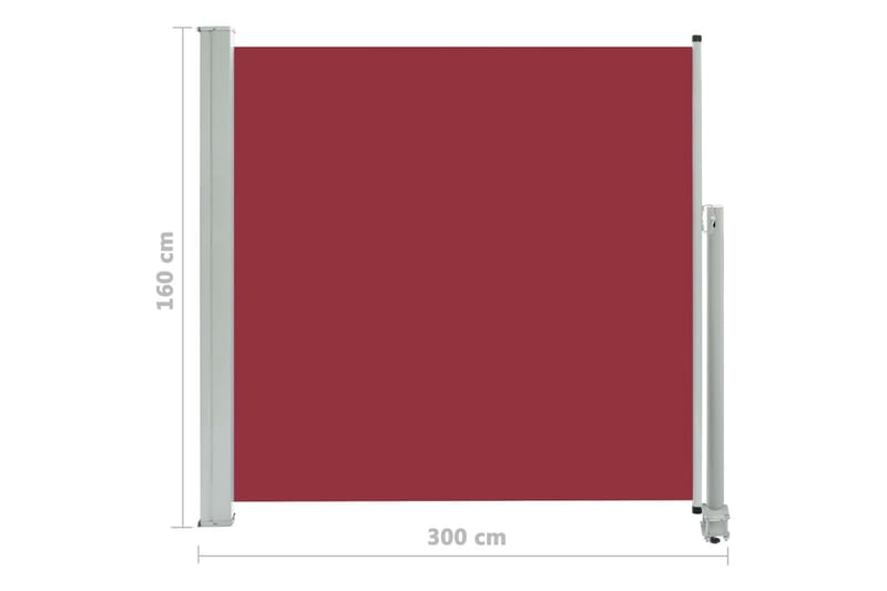 Uttrekkbar sidemarkise 160x300 cm rød - Hagemøbler - Solbeskyttelse - Markiser - Balkongmarkise