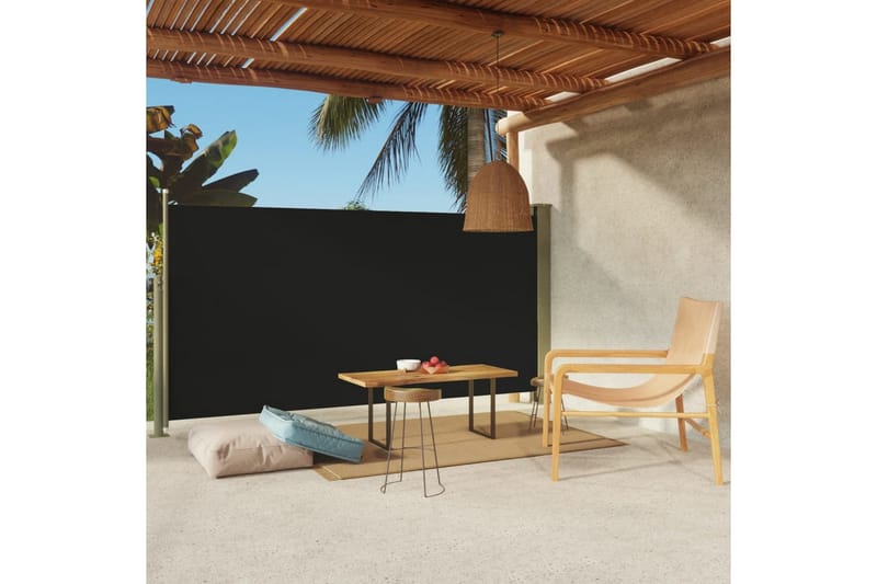 Uttrekkbar sidemarkise 160x300 cm svart - Svart - Hagemøbler - Solbeskyttelse - Markiser - Balkongmarkise