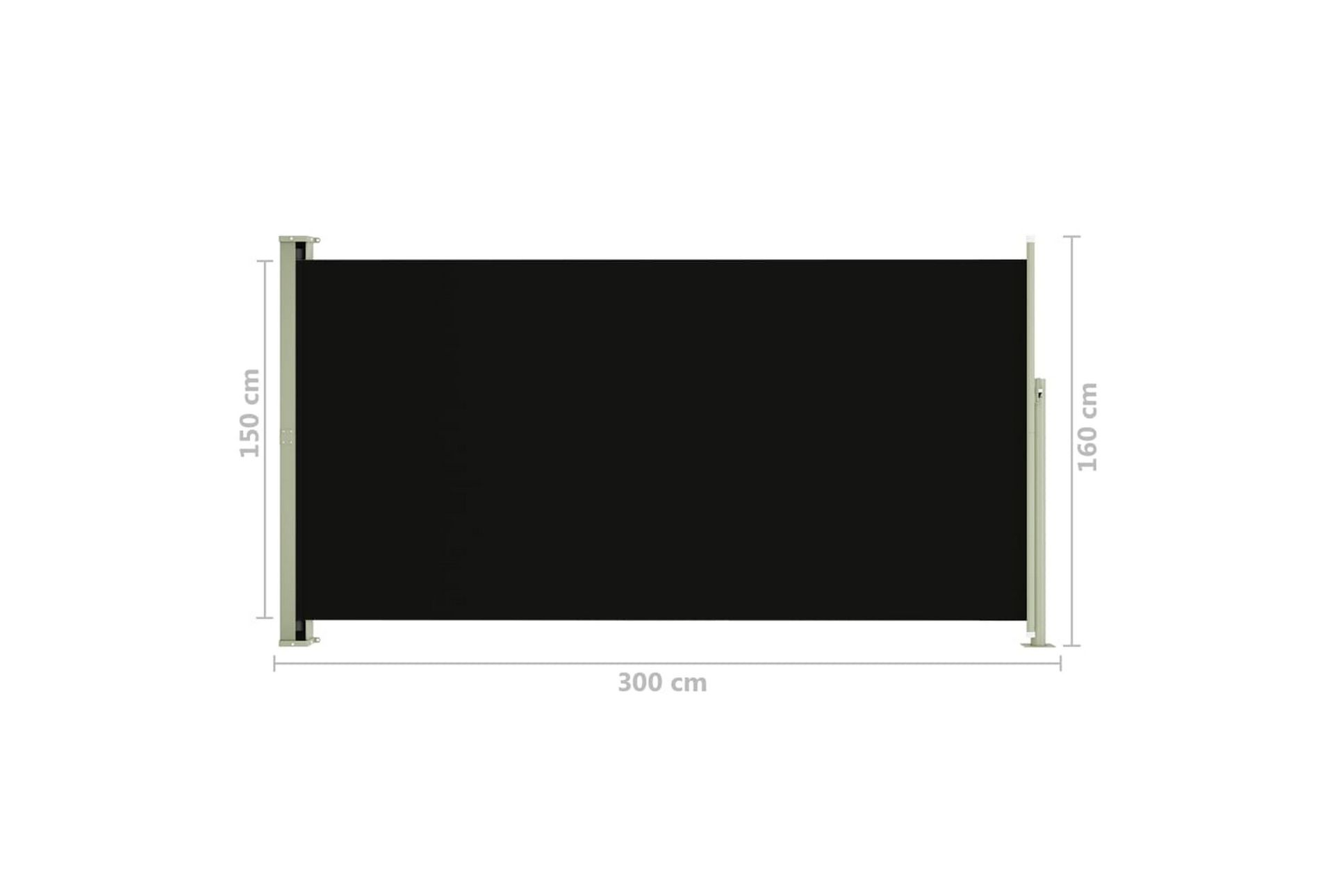 Uttrekkbar sidemarkise 160x300 cm svart - Svart - Hagemøbler - Solbeskyttelse - Markiser - Balkongmarkise