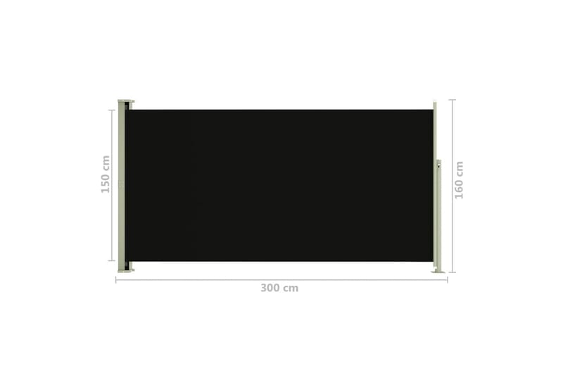 Uttrekkbar sidemarkise 160x300 cm svart - Svart - Hagemøbler - Solbeskyttelse - Markiser - Balkongmarkise