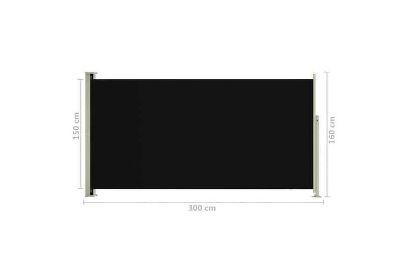 Uttrekkbar sidemarkise 160x300 cm svart - Svart - Balkongmarkise - Markiser - Sidemarkise - Balkongbeskyttelse