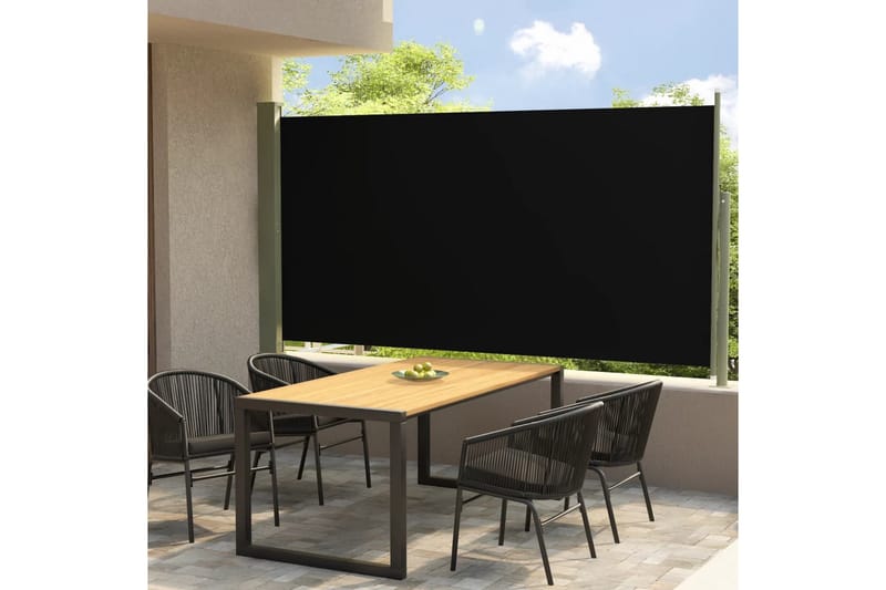 Uttrekkbar sidemarkise 160x300 cm svart - Svart - Hagemøbler - Solbeskyttelse - Markiser - Balkongmarkise