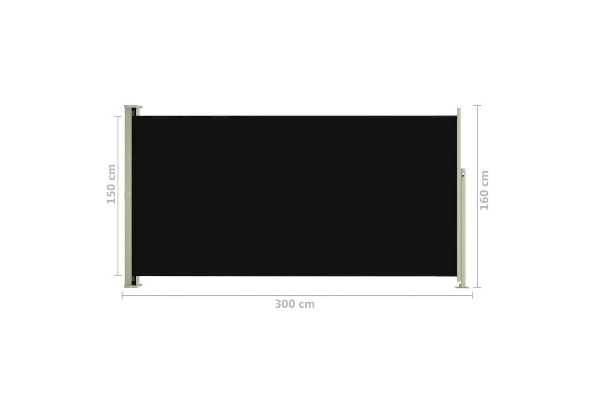 Uttrekkbar sidemarkise 160x300 cm svart - Svart - Hagemøbler - Solbeskyttelse - Markiser - Balkongmarkise